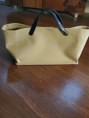 Canvas Shoulder Tote Handbag with Black Handles